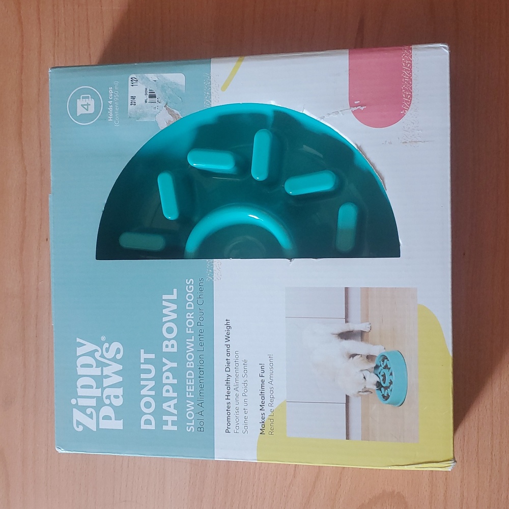 New Zippy Paws Happy Bowl Slow Feeder Donut, Green, Dog Bowl